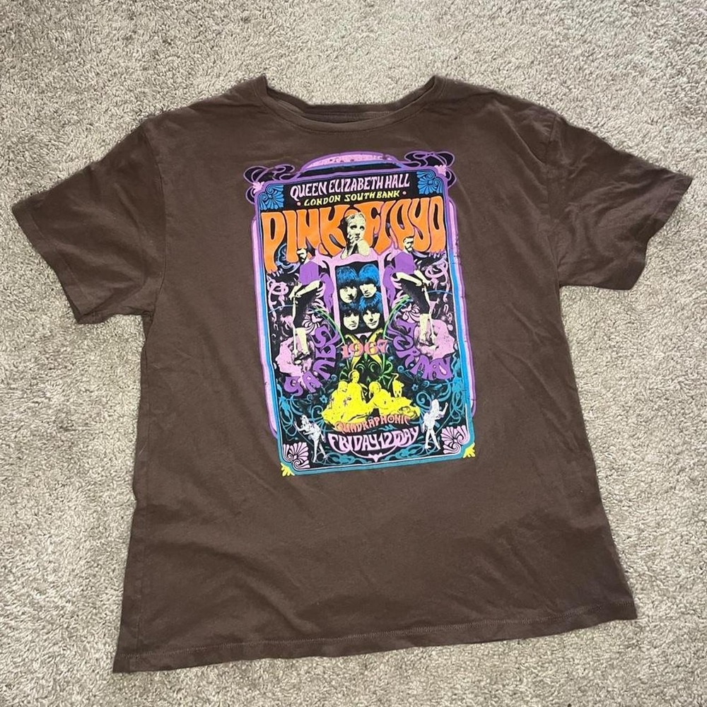 Pink Floyd Queen Elizabeth Hall London 1967 Graphic T-Shirt Brown Mens Medium